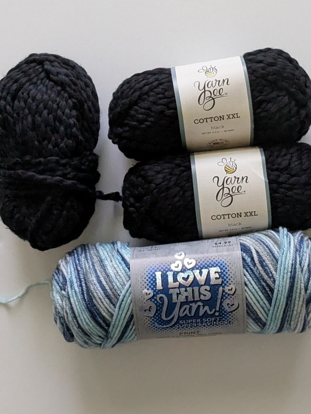 Yarn Bee Cotton XXL Black & I Love This Yarn Multicolor Skeins And More!